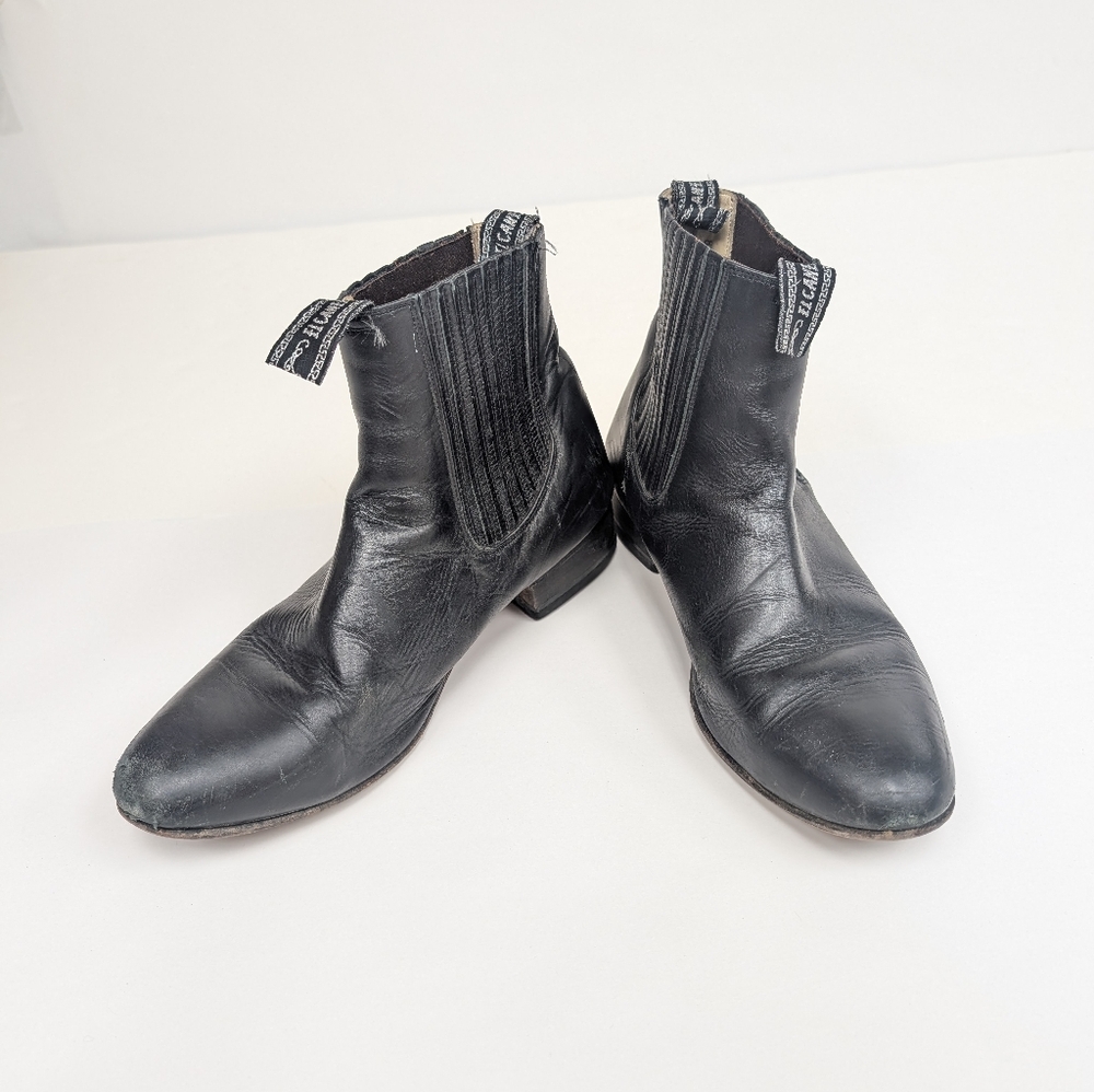 El Canelo Black Leather Slip On High Rise Ankle Boots Size 8.5